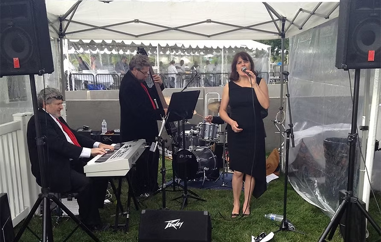 Cheryl singing at the SAM Party in the Park